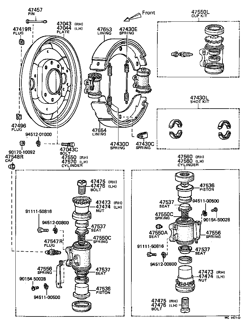  TOYOACE |  REAR DRUM BRAKE WHEEL CYLINDER BACKING PLATE