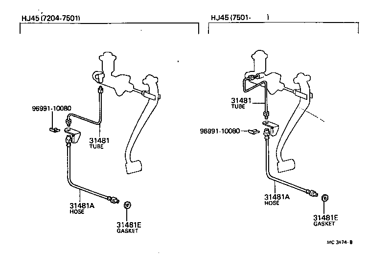  LAND CRUISER 40 45 55 |  CLUTCH PEDAL FLEXIBLE HOSE