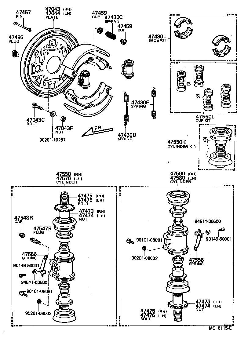  TOYOACE |  REAR DRUM BRAKE WHEEL CYLINDER BACKING PLATE