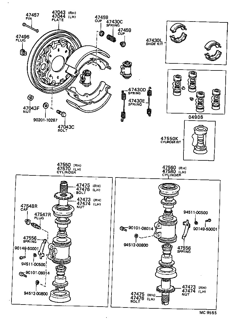  DYNA |  REAR DRUM BRAKE WHEEL CYLINDER BACKING PLATE