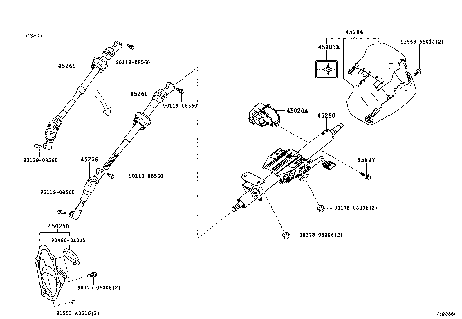  IS250 350 300H |  STEERING COLUMN SHAFT