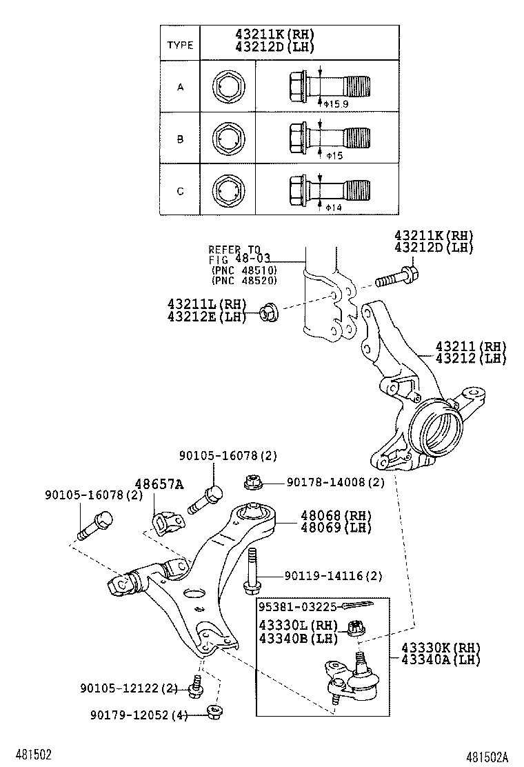  ALPHARD G V |  FRONT AXLE ARM STEERING KNUCKLE