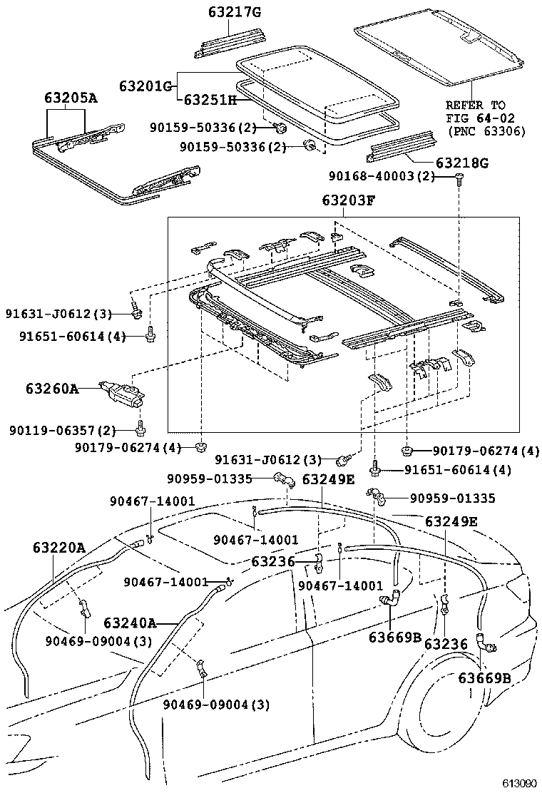  IS F |  ROOF PANEL BACK WINDOW GLASS