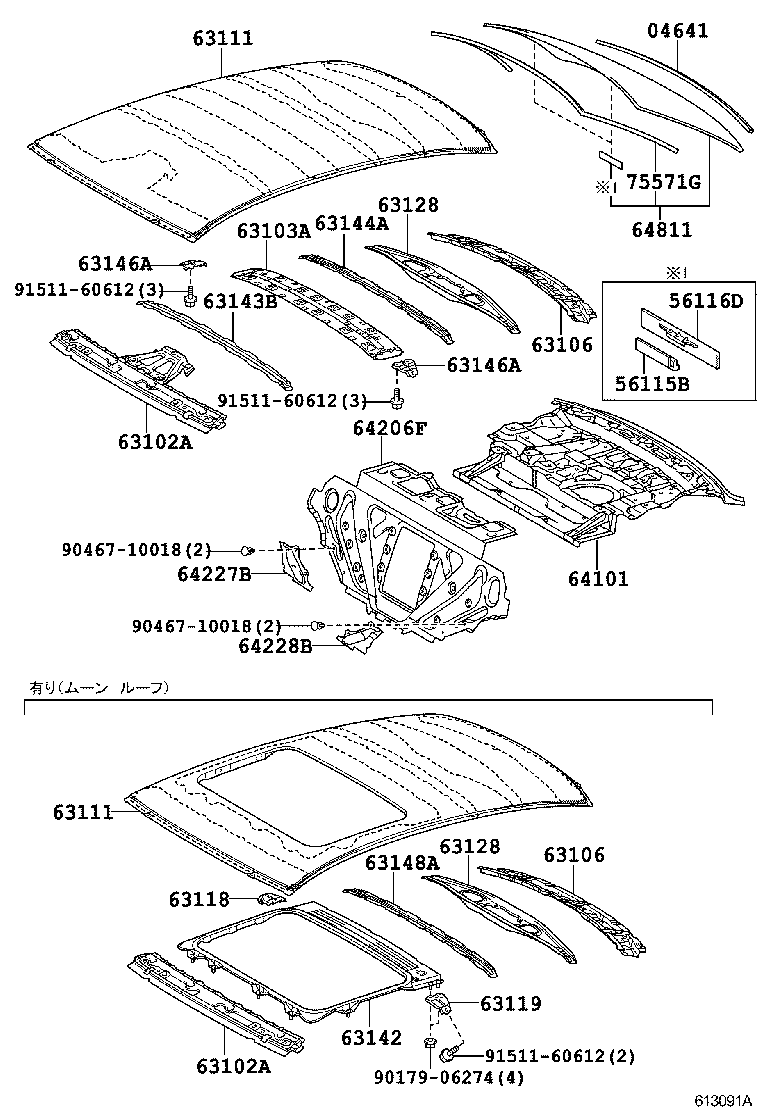  IS F |  ROOF PANEL BACK WINDOW GLASS