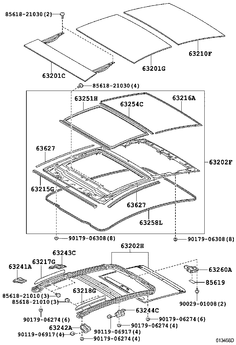  PRIUS |  ROOF PANEL BACK WINDOW GLASS