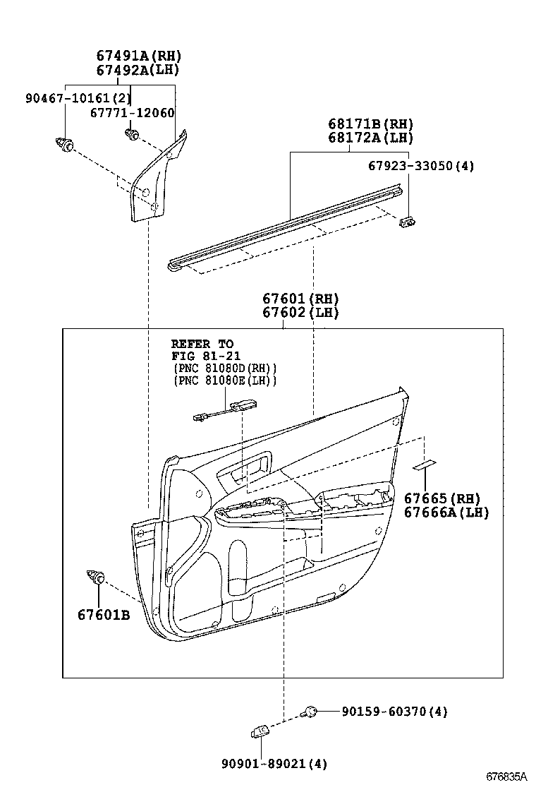  CAMRY HYBRID |  FRONT DOOR PANEL GLASS