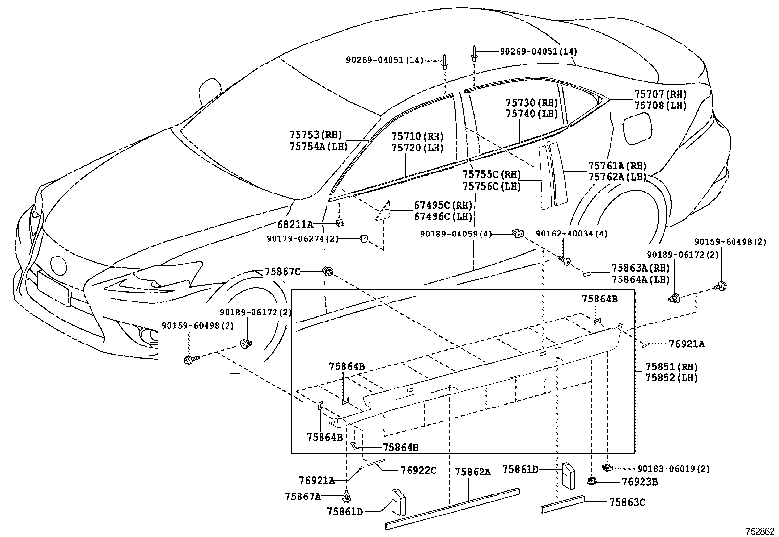  IS250 350 300H |  SIDE MOULDING