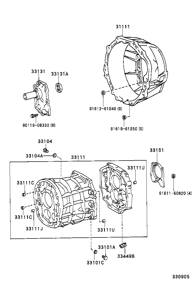  HILUX SURF |  CLUTCH HOUSING TRANSMISSION CASE MTM