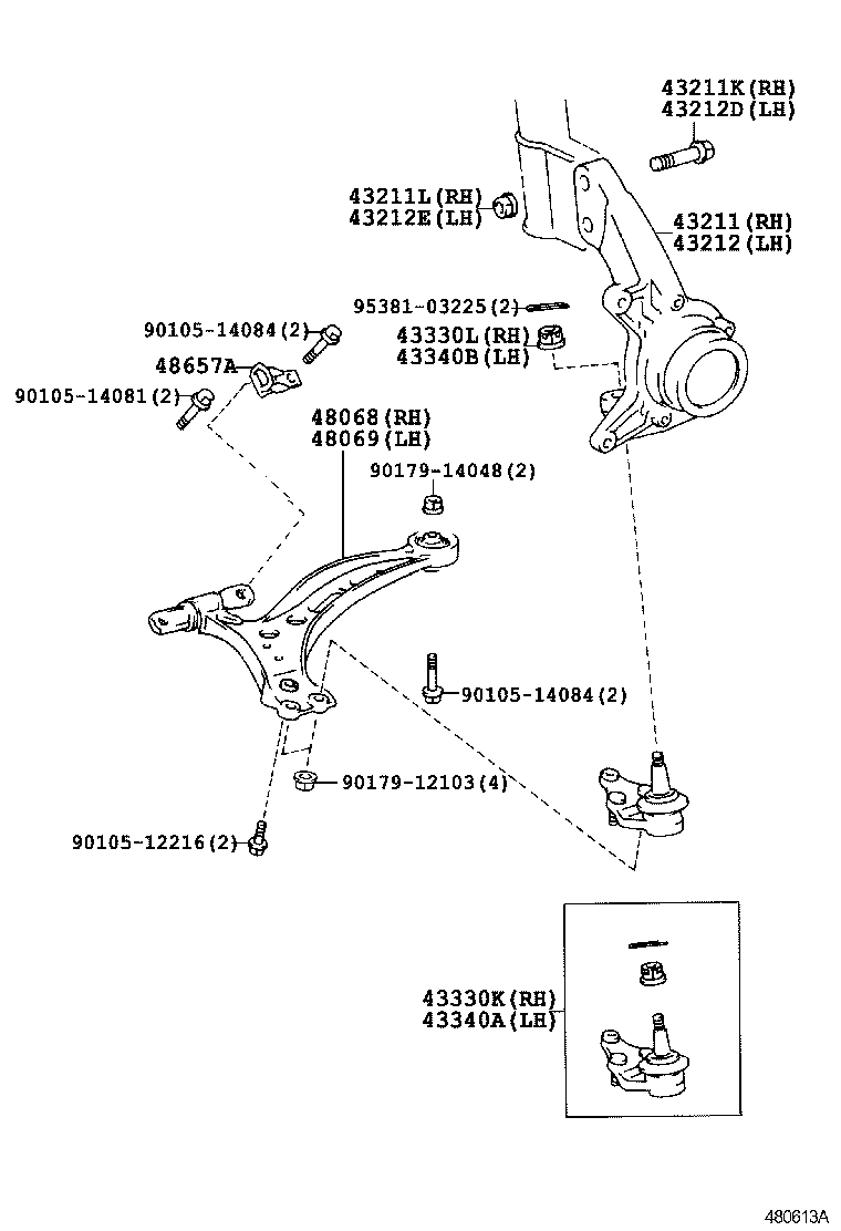  HARRIER |  FRONT AXLE ARM STEERING KNUCKLE