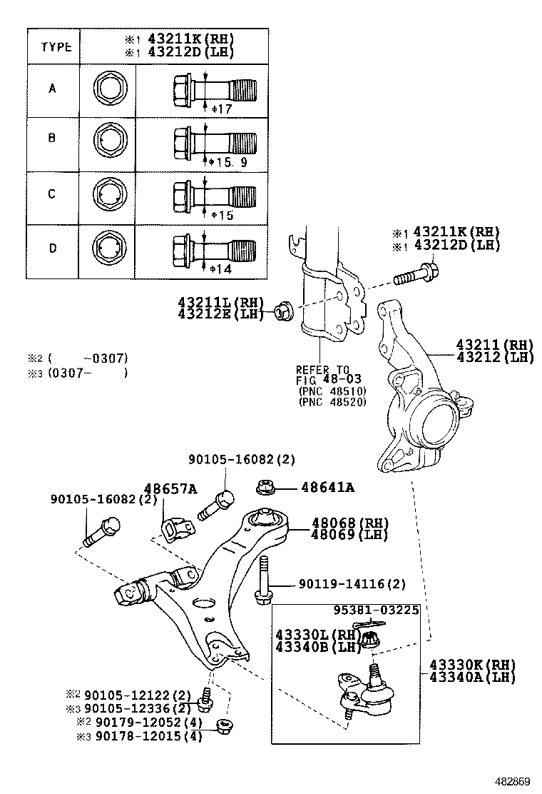  CAMRY |  FRONT AXLE ARM STEERING KNUCKLE