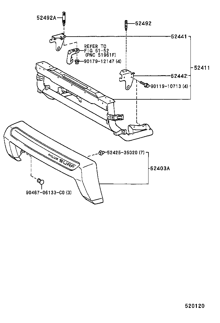  HILUX SURF |  FRONT BUMPER BUMPER STAY