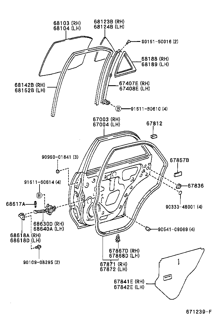  HARRIER |  REAR DOOR PANEL GLASS