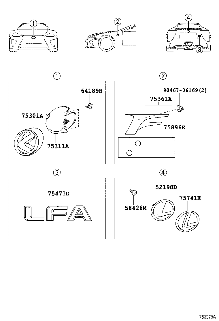  LFA |  EMBLEM NAME PLATE EXTERIOR INTERIOR