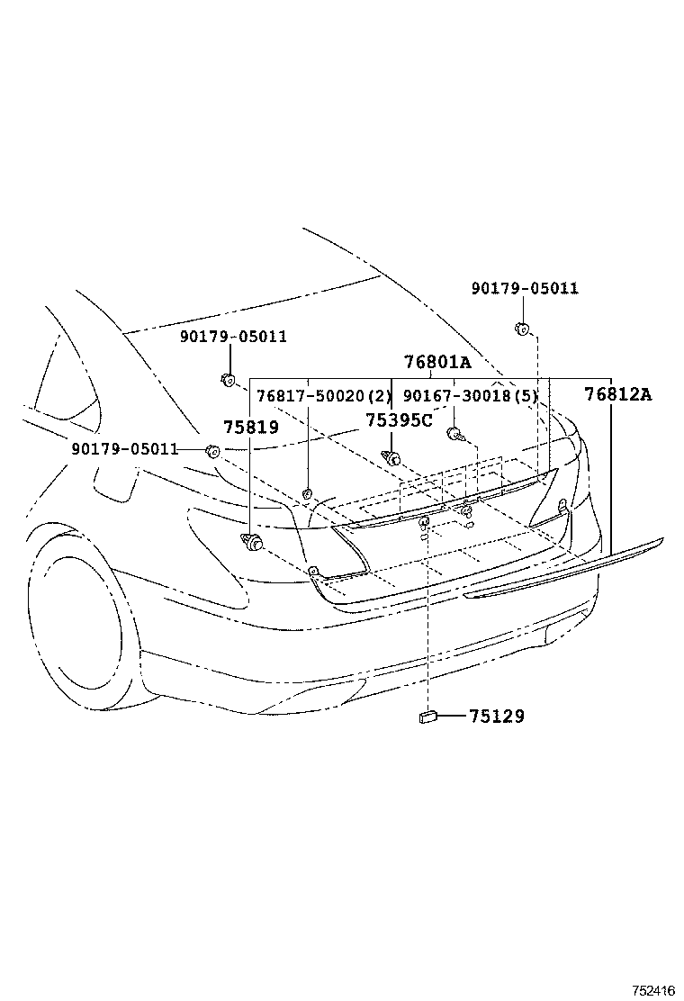  LS460 460L |  REAR MOULDING