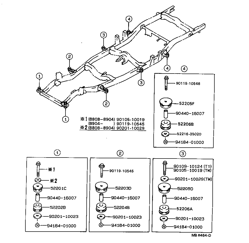  HILUX |  CAB MOUNTING BODY MOUNTING