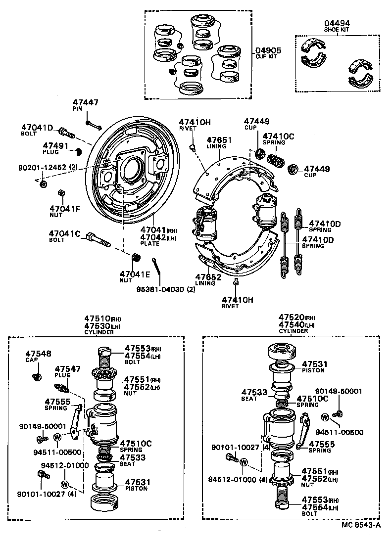  COASTER |  FRONT DRUM BRAKE WHEEL CYLINDER BACKING PLATE