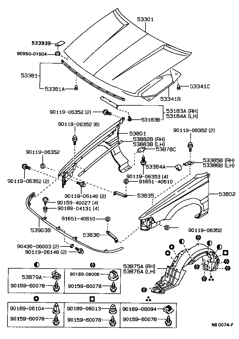  COROLLA |  HOOD FRONT FENDER