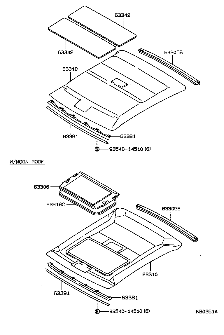  COROLLA |  ROOF HEADLINING SILENCER PAD