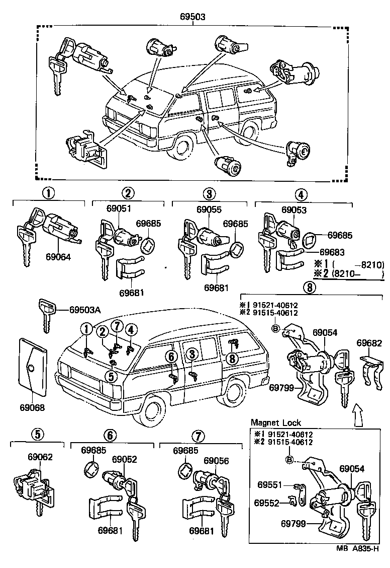  LITE TOWNACE TRUCK |  LOCK CYLINDER SET