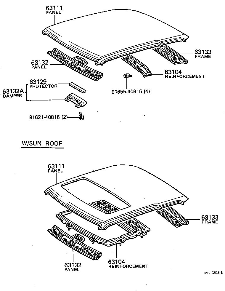  CARINA FR |  ROOF PANEL BACK WINDOW GLASS