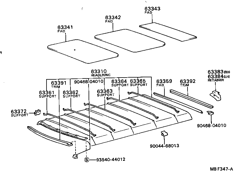  COROLLA |  ROOF HEADLINING SILENCER PAD