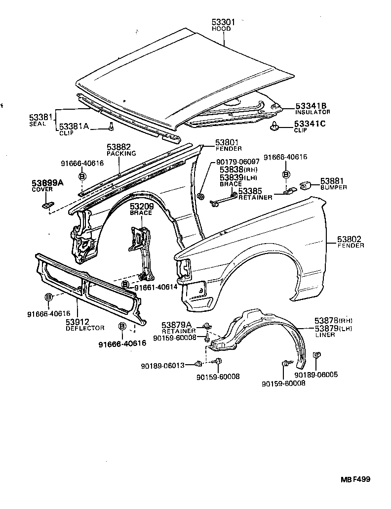  COROLLA |  HOOD FRONT FENDER