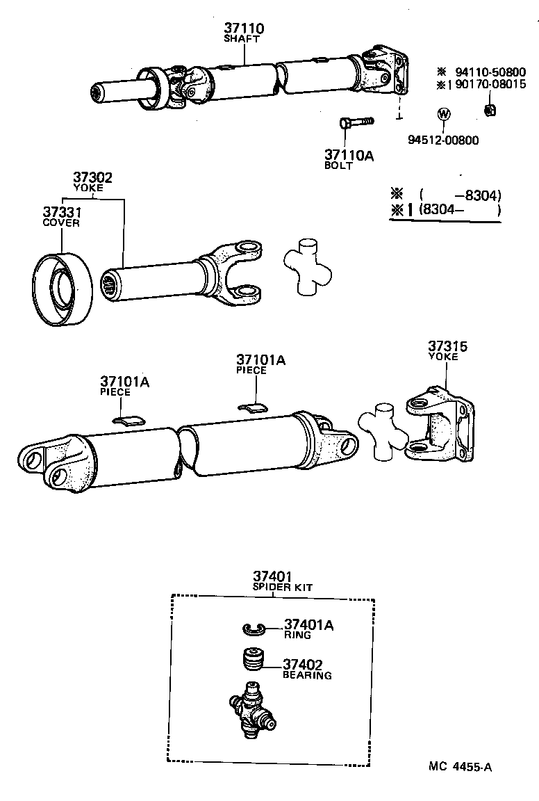  LITE TOWNACE TRUCK |  PROPELLER SHAFT UNIVERSAL JOINT