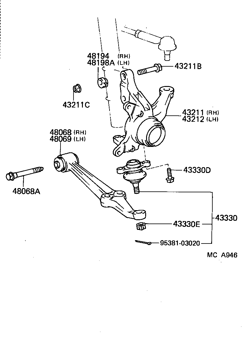  MR2 |  FRONT AXLE ARM STEERING KNUCKLE