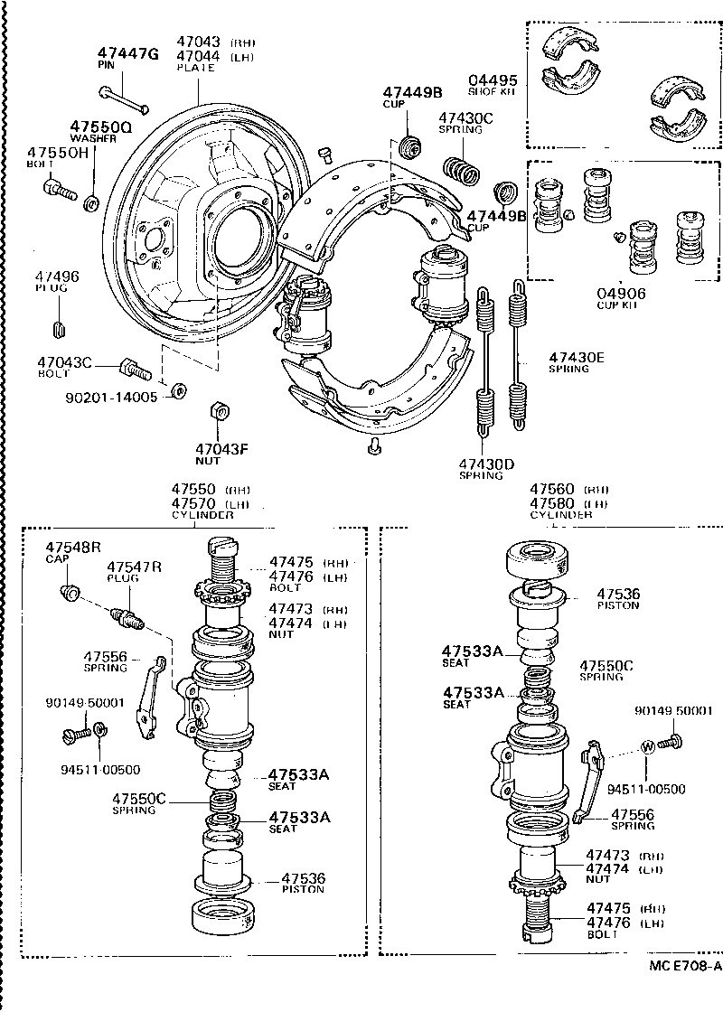  DYNA TOYOACE |  REAR DRUM BRAKE WHEEL CYLINDER BACKING PLATE