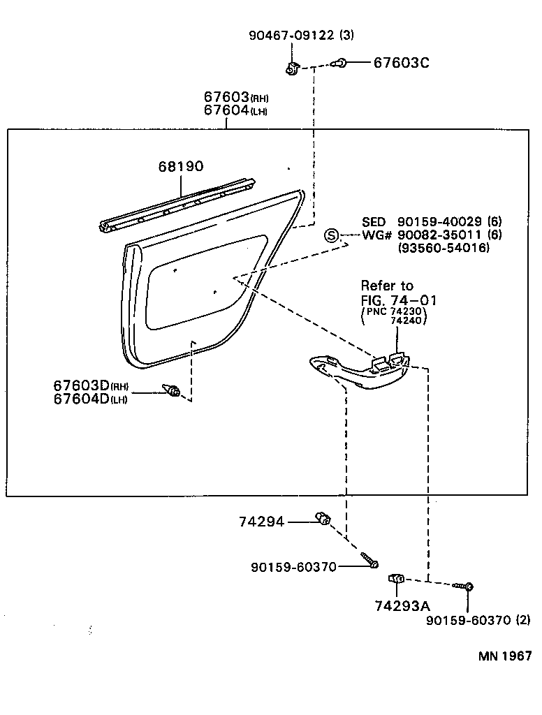  SCEPTER WG CP |  REAR DOOR PANEL GLASS