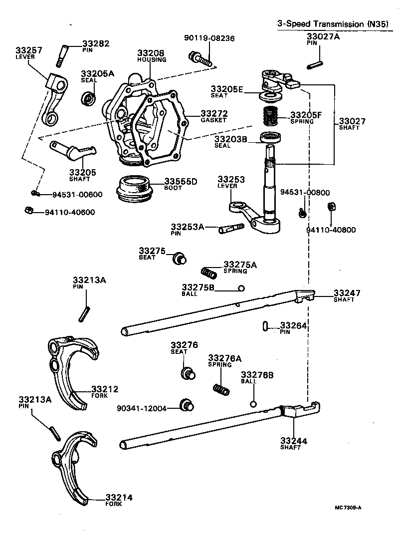  CROWN |  GEAR SHIFT FORK LEVER SHAFT MTM