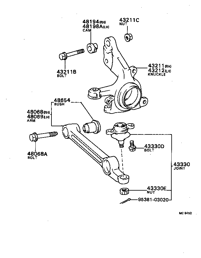  COROLLA 2 |  FRONT AXLE ARM STEERING KNUCKLE