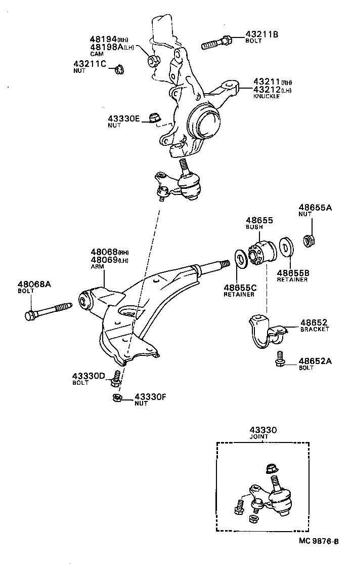  COROLLA |  FRONT AXLE ARM STEERING KNUCKLE