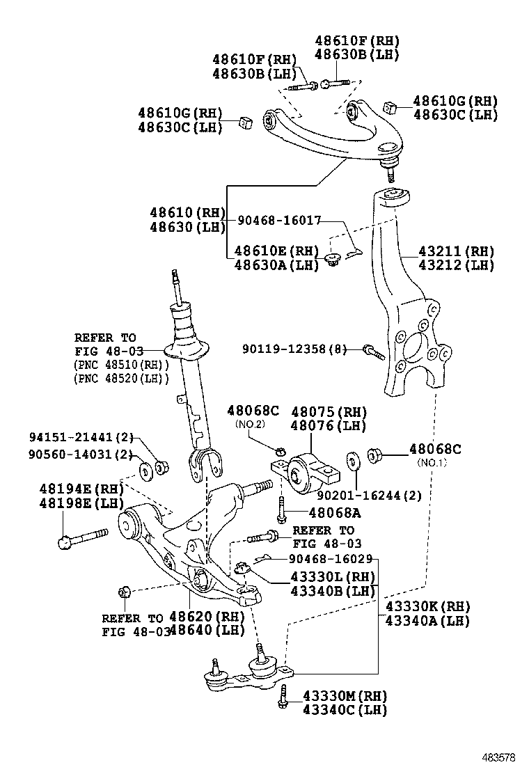  GS250 350 450H |  FRONT AXLE ARM STEERING KNUCKLE