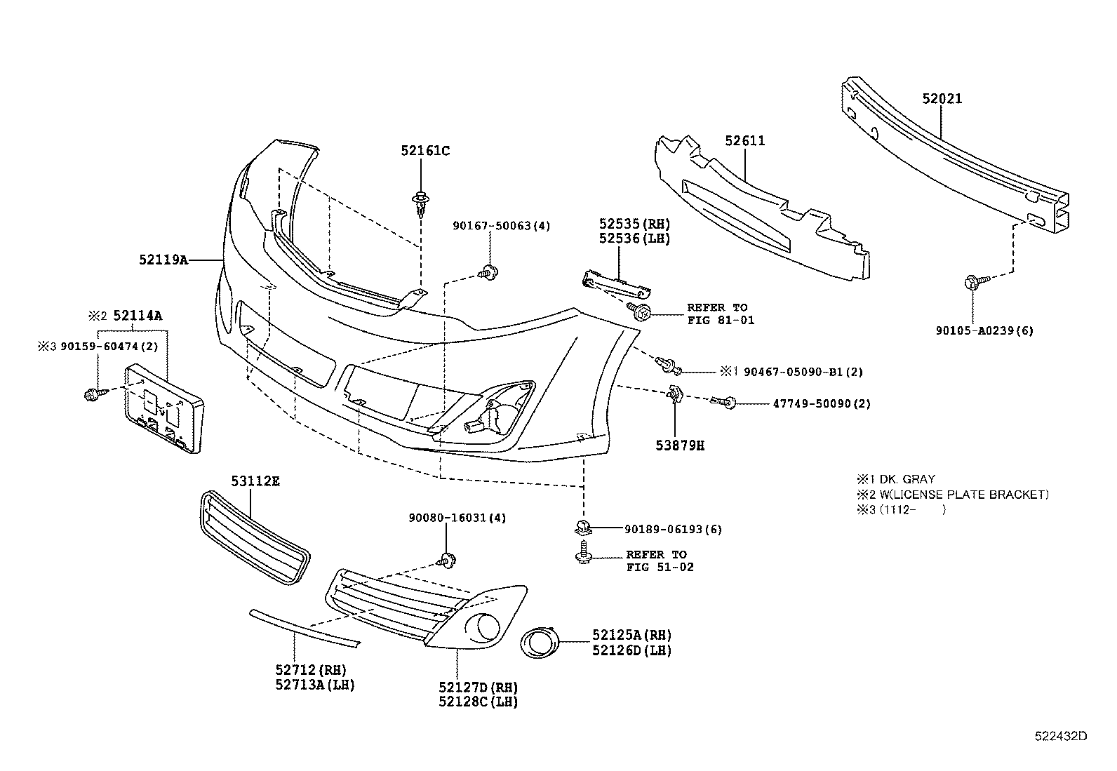  CAMRY HYBRID |  FRONT BUMPER BUMPER STAY