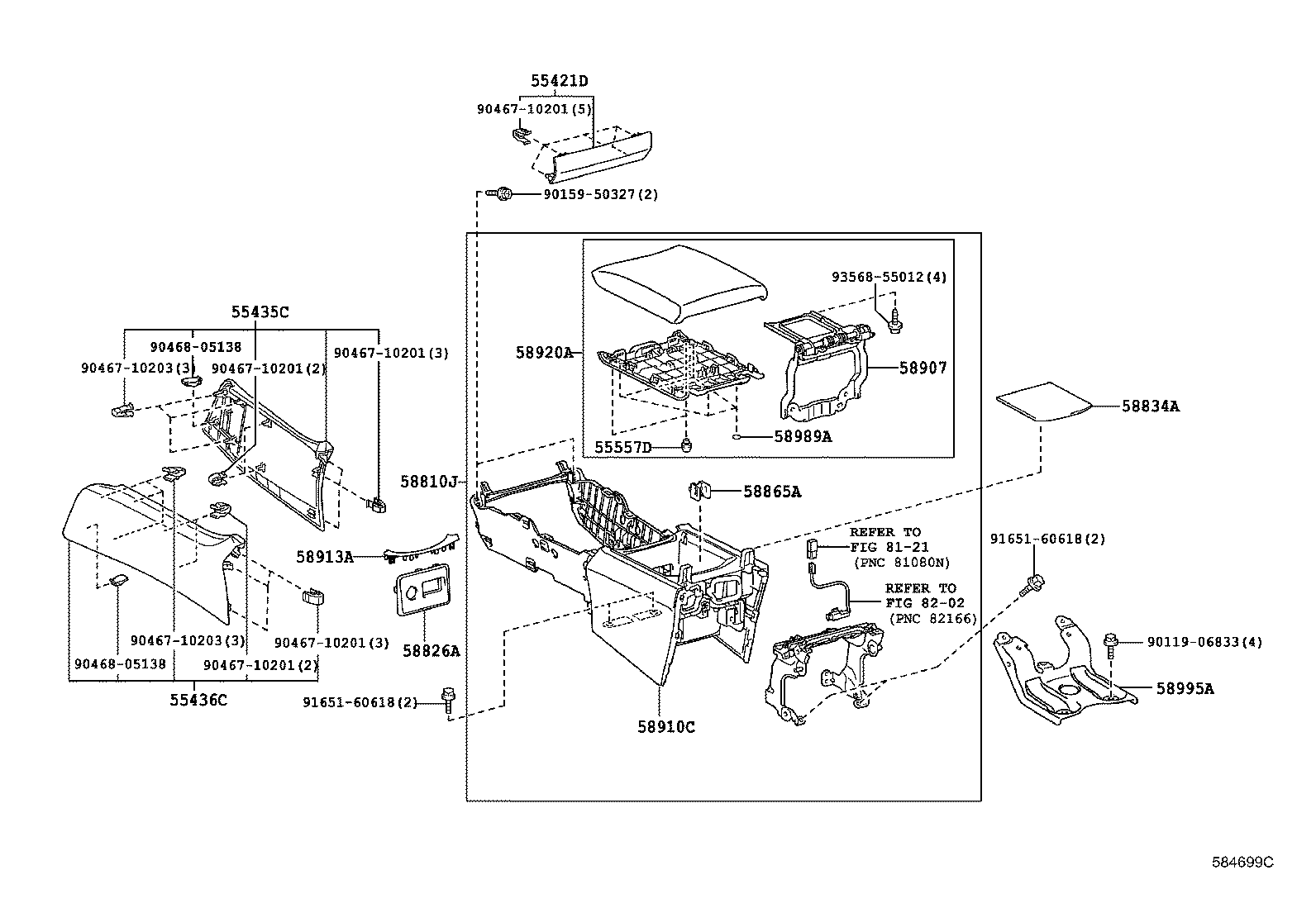  LS600HL |  CONSOLE BOX BRACKET