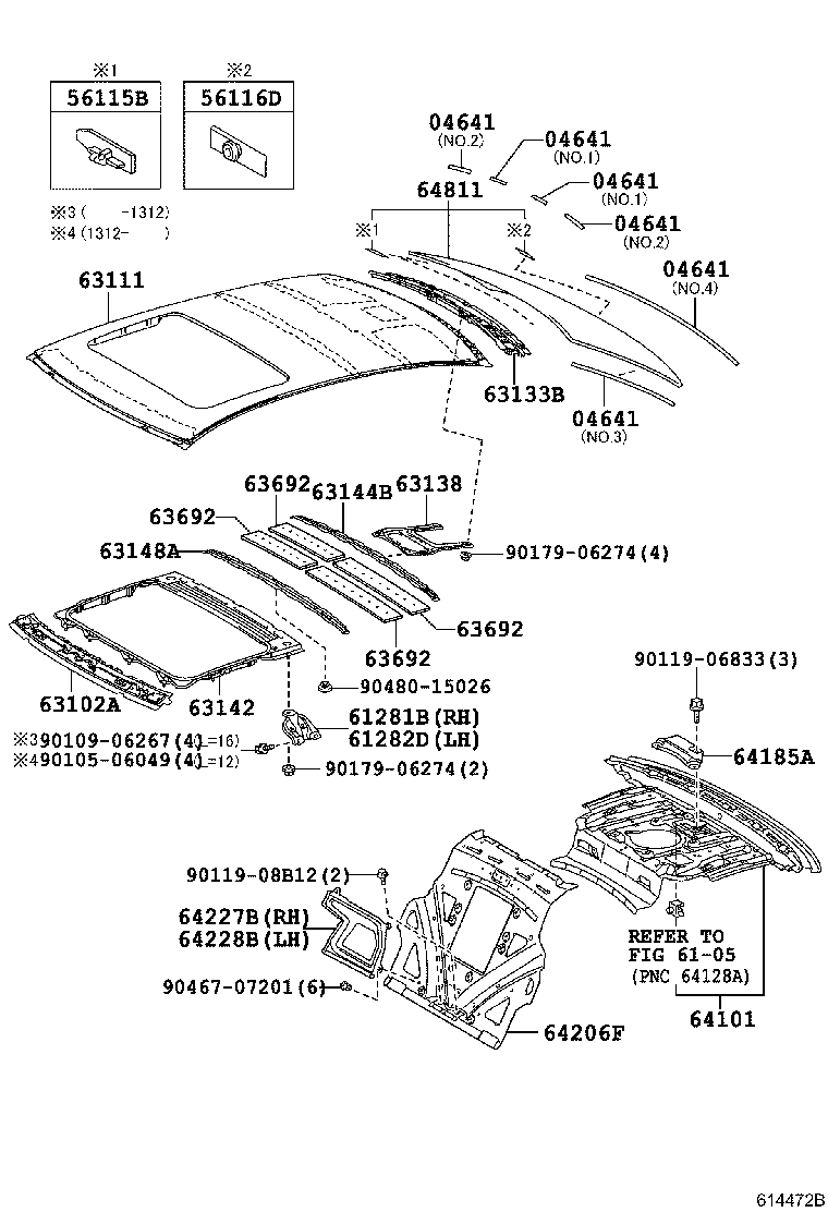  LS600HL |  ROOF PANEL BACK WINDOW GLASS