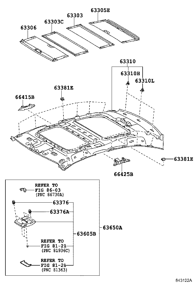  ES250 350 300H |  ROOF HEADLINING SILENCER PAD