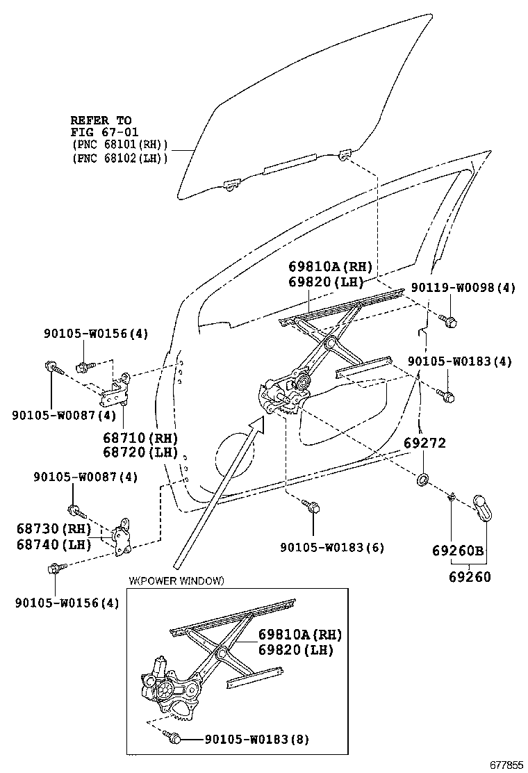  YARIS FRP |  FRONT DOOR WINDOW REGULATOR HINGE