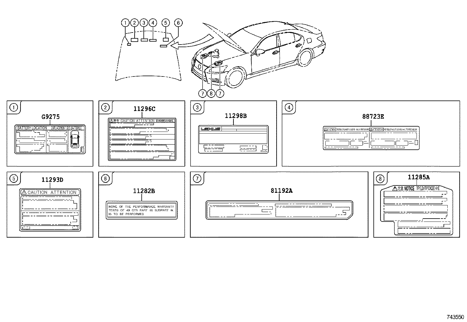  LS600HL |  CAUTION PLATE EXTERIOR INTERIOR