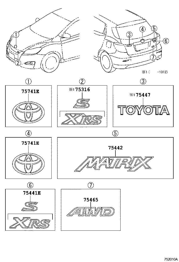  MATRIX |  EMBLEM NAME PLATE EXTERIOR INTERIOR