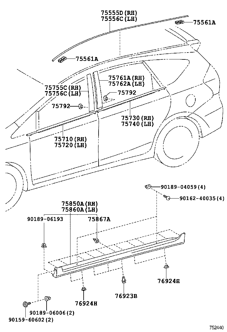  PRIUS V |  SIDE MOULDING