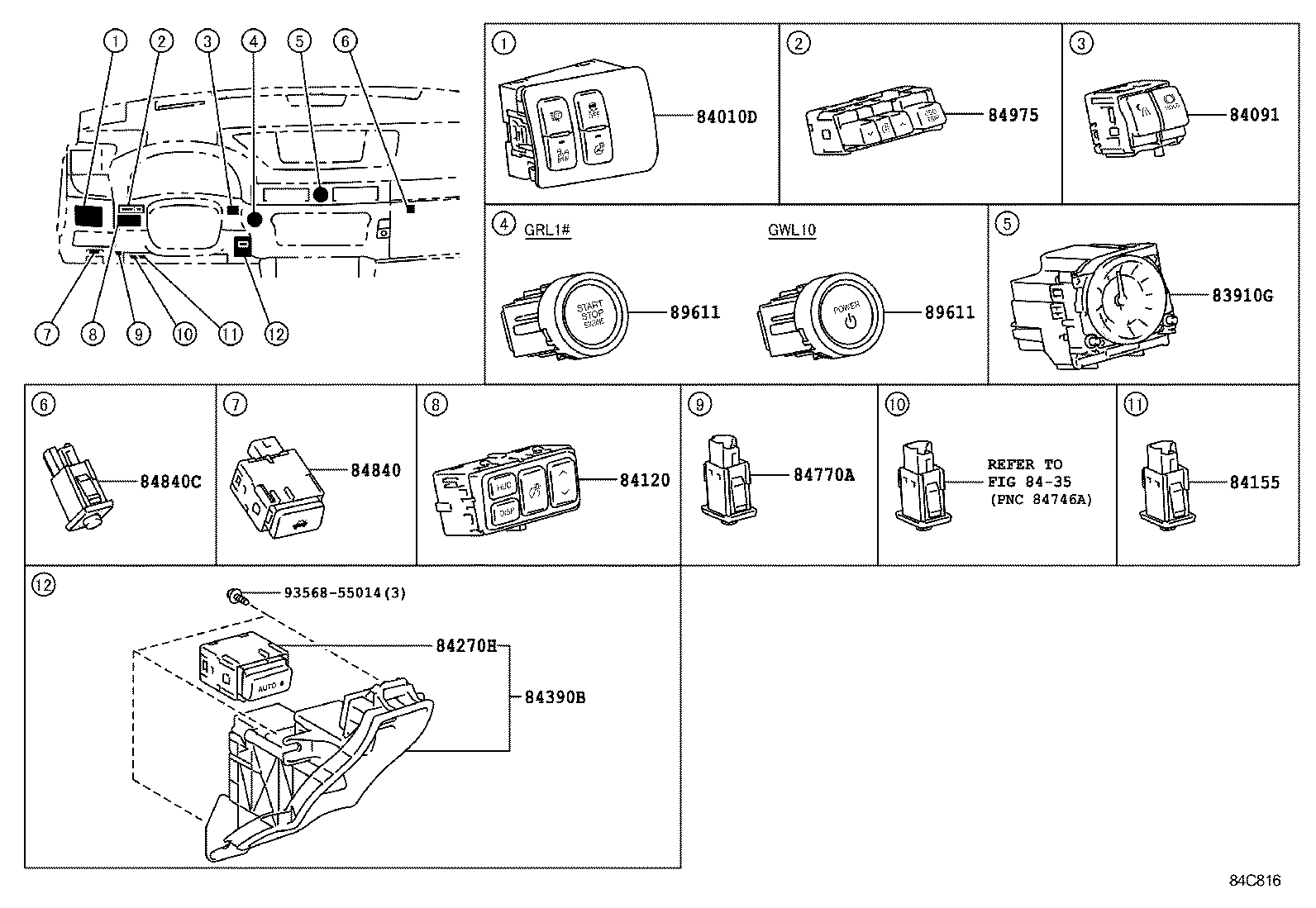  GS250 350 450H |  SWITCH RELAY COMPUTER