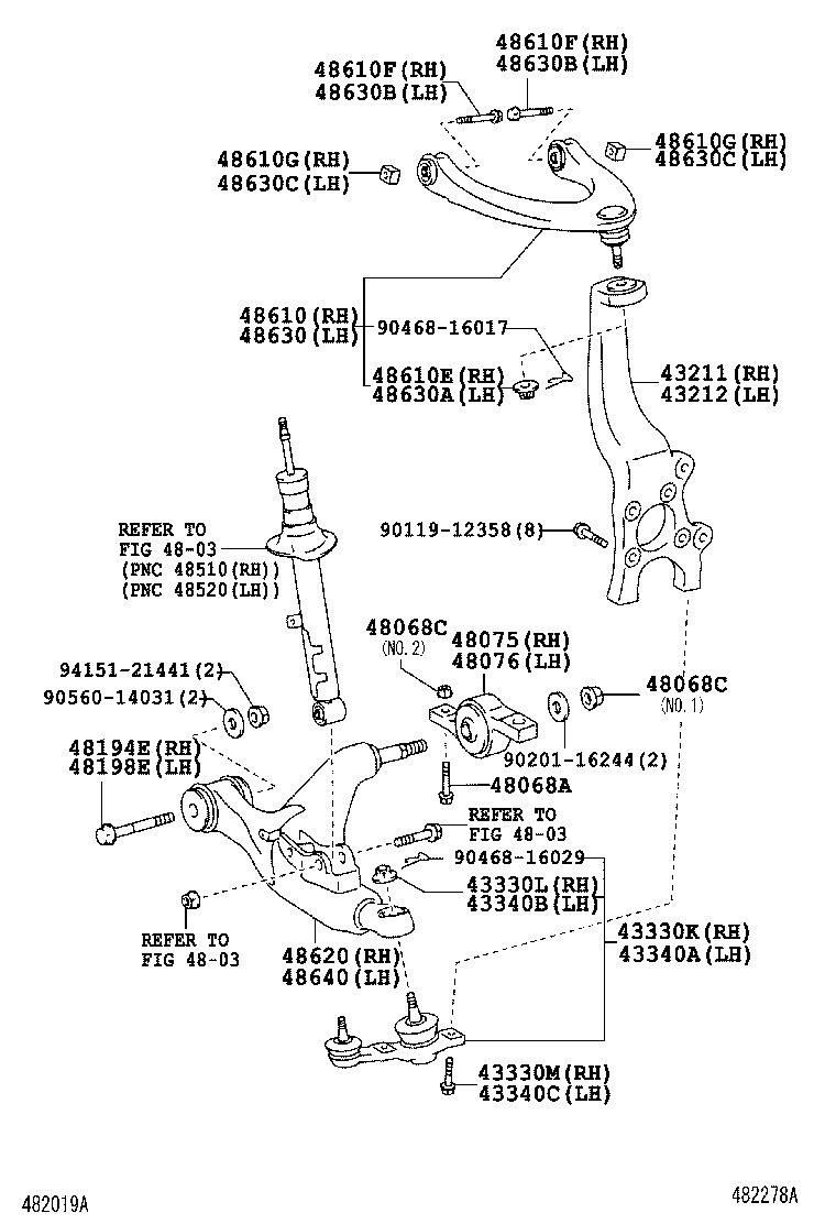  GS450H |  FRONT AXLE ARM STEERING KNUCKLE