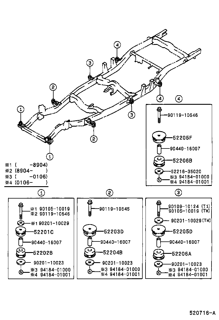  HILUX 2WD |  CAB MOUNTING BODY MOUNTING