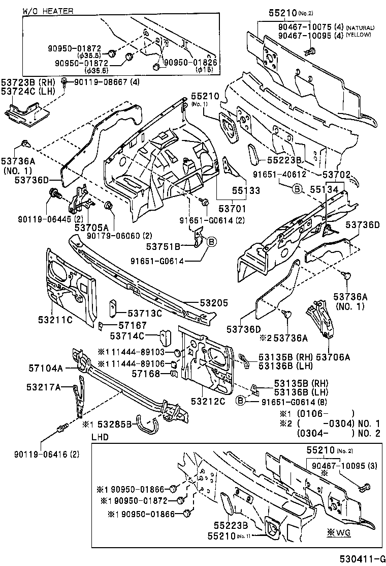  HILUX 2WD |  FRONT FENDER APRON DASH PANEL