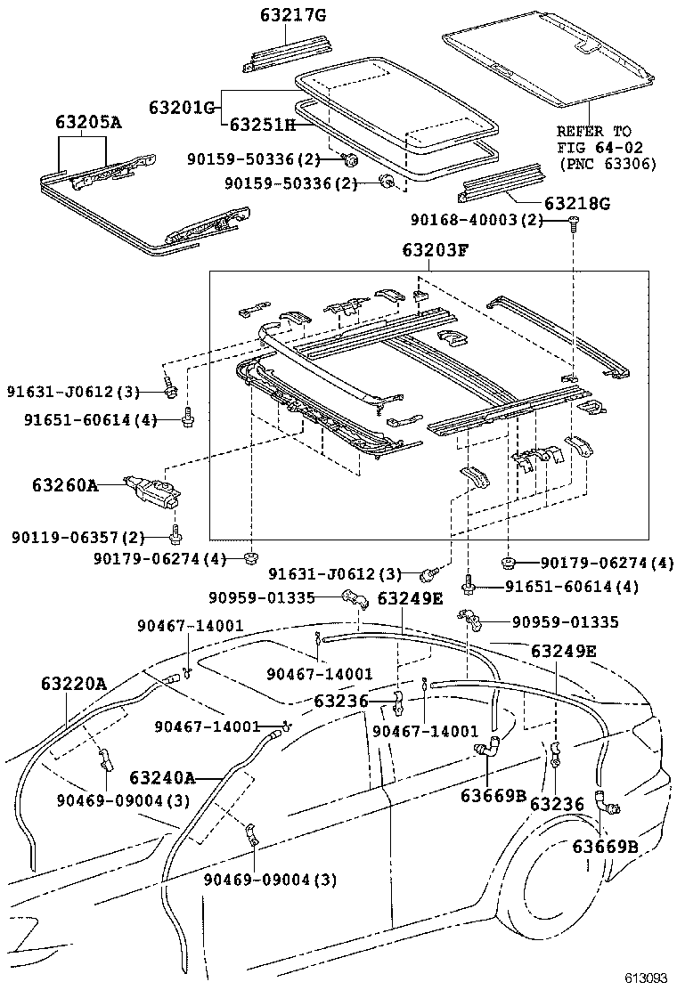  IS F |  ROOF PANEL BACK WINDOW GLASS