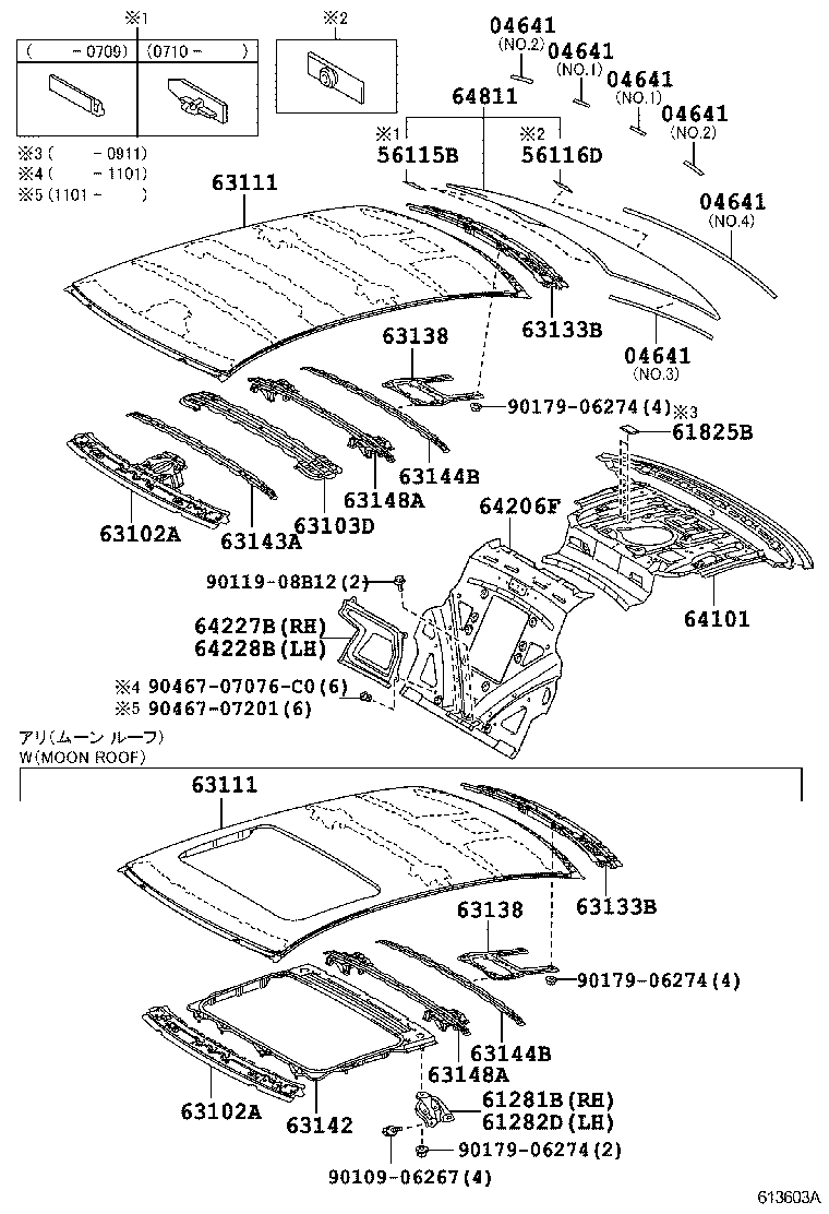  LS600HL |  ROOF PANEL BACK WINDOW GLASS