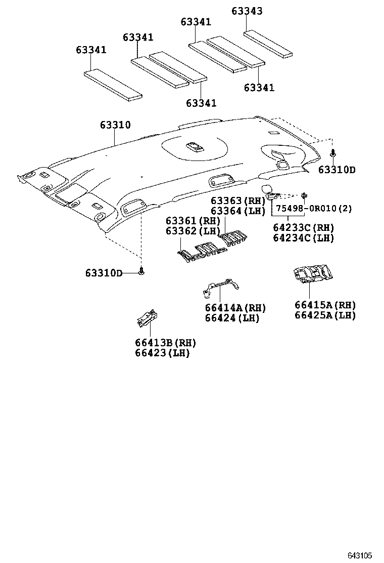  RAV4 EV |  ROOF HEADLINING SILENCER PAD