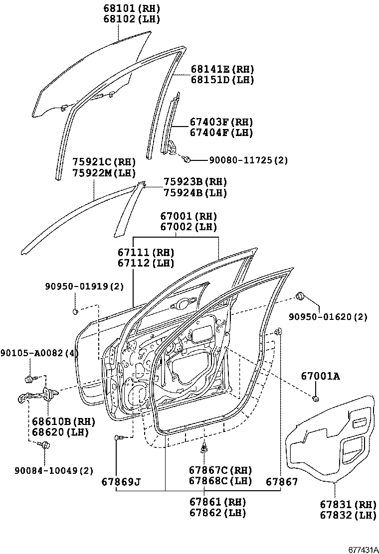  RAV4 EV |  FRONT DOOR PANEL GLASS